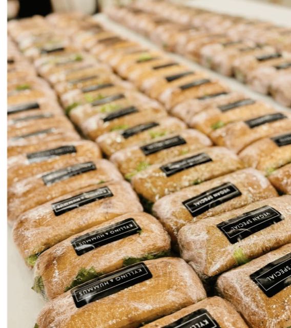 Sandwich pakket ind hver for sig med Sandwich.dk-etiket